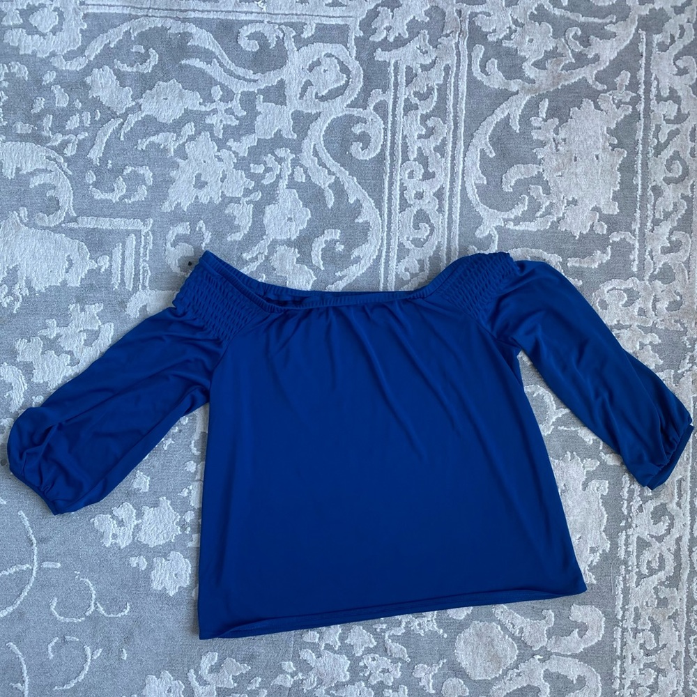 Ann Taylor Royal Blue Smocked Blouse